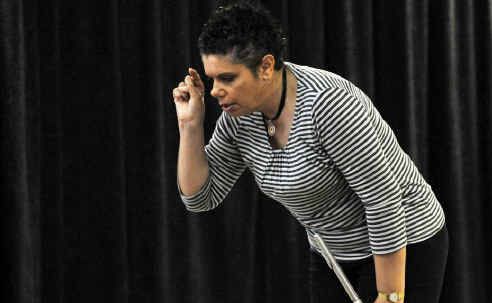 Indigenous opers singer Deborah Cheetham performs with students from Tyalla school, Coffs Harbour. Indigenous opers singer Deborah Cheetham performs with students from Tyalla school, Coffs Harbour.
